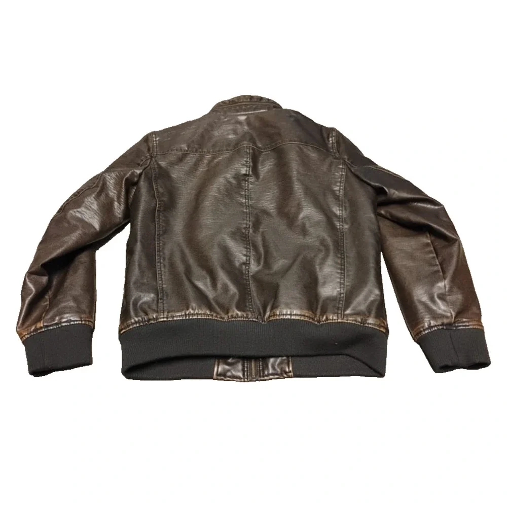 Levi Men's Faux Leather Sherpa Bomber Jacket Brown small New With Tag - Picture 3 of 13